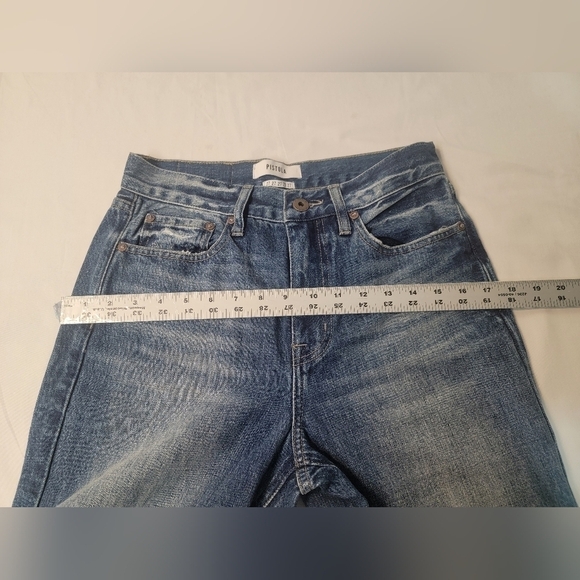 PISTOLA High Rise 27-in light knee distressing, vintage fading slim straight cut - Picture 5 of 11